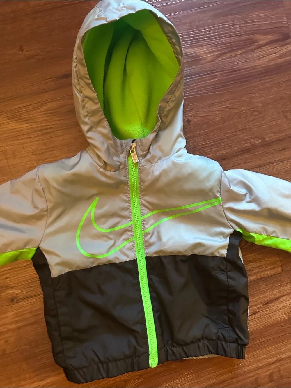Nike Kids' Hooded Sporty Jacket - grey with Neon Green Lining